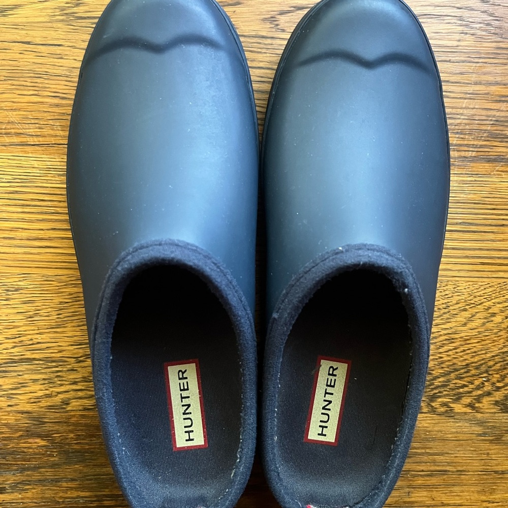 Hunter Navy Platform Mule Clog Rubber Garden Shoes Like New Size 7